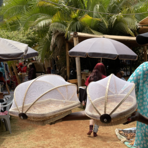 Bamboo basket with net cover